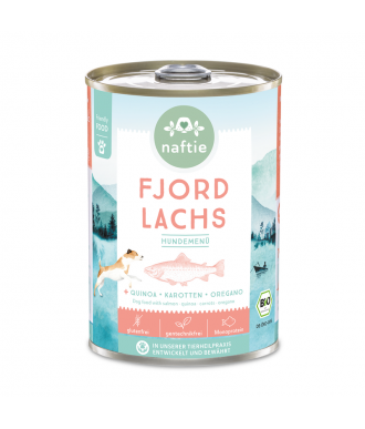 Bio-Hundenassfutter Bio Fjord Lachs+ 400g Dose von naftie