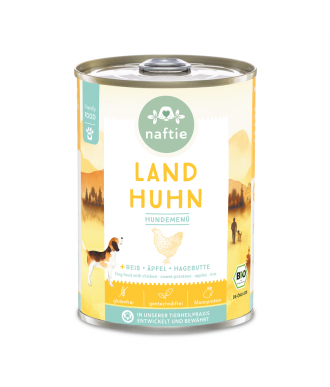 Bio-Hundenassfutter Bio Land Huhn+ 400g Dose von naftie