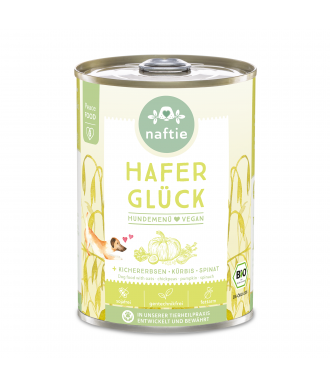 veganes Hundenassfutter Bio Hafer Glück+ 400g Dose von naftie