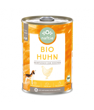 Hundefutter Reinfleischdose 100% Bio Huhn 400g Dose von naftie