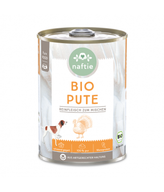 Hundefutter Reinfleischdose 100% Bio Pute 400g Dose von naftie