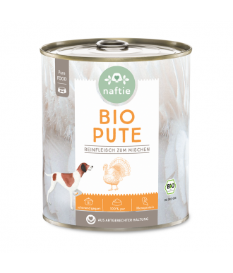 Hundefutter Reinfleischdose 100% Bio Pute 800g Dose von naftie