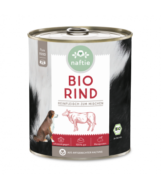 Hundefutter Reinfleischdose 100% Bio Rind 800g Dose von naftie
