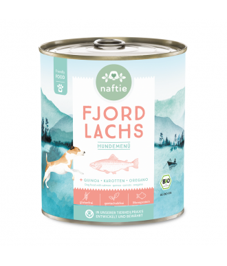Hundefutter Nassfutter Bio Fjord Lachs+ 800g Dose von naftie