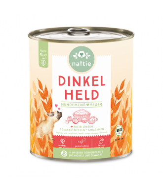 Veganes Nassfutter Bio Dinkel Held+ 800g Dose von naftie