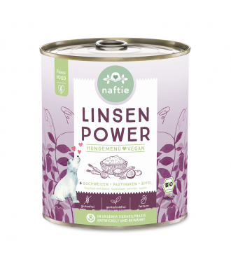 Veganes Nassfutter Bio Linsen Power+ 800g Dose von naftie