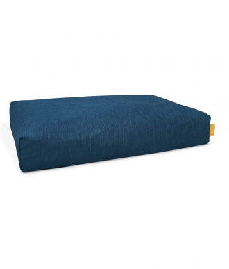 Nachhaltig produziertes Bett für Hunde in blau mit ÖkoTex100 Schaumstoffflocken-Füllung