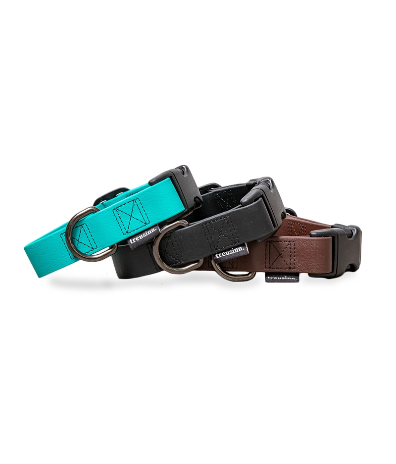 Verstellbares Hundehalsband aus Biothane in drei verschiedenen Farbe