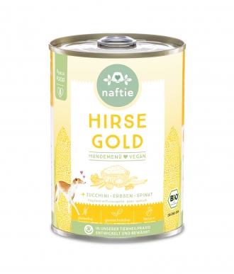 Veganes Nassfutter für Hunde Bio Hirse Gold von naftie 400g Dose