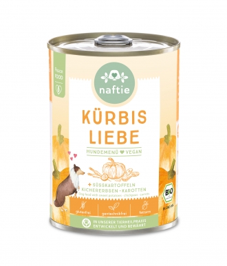 Veganes Nassfutter Menü für Hunde Bio Kürbis Liebe von naftie 400g Dose