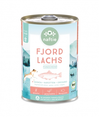Bio-Nassfutter Menü für Hunde Fjord Lachs 400g Dose von naftie