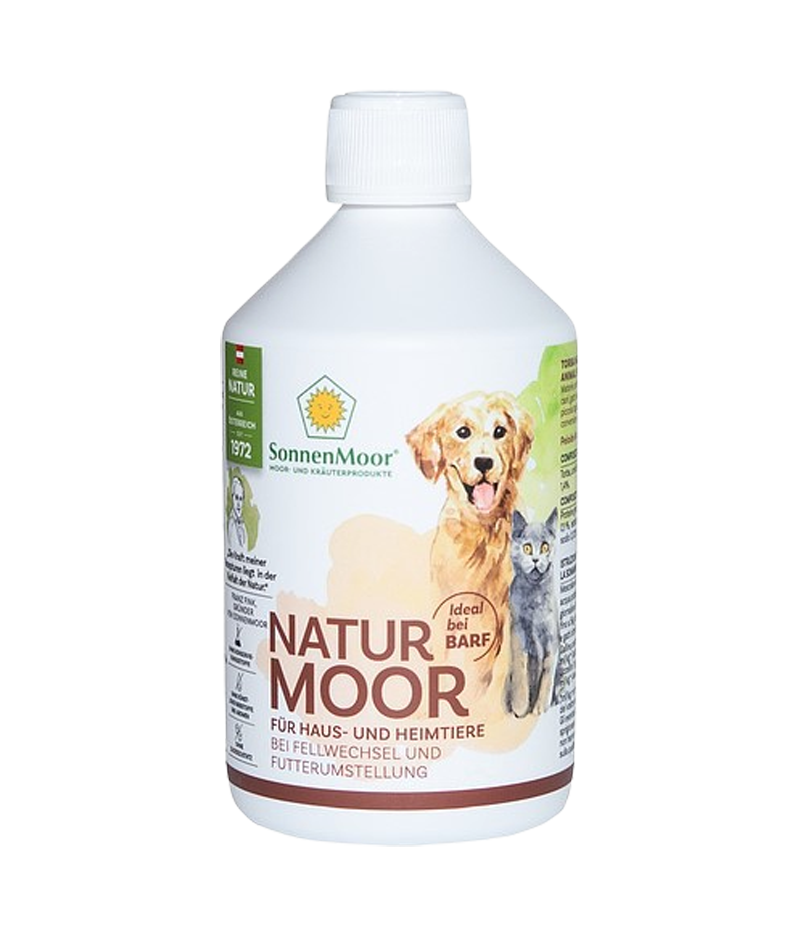 Flüssiges Naturmoor Ergänzungsfuttermittel für Hunde, 500ml Flasche