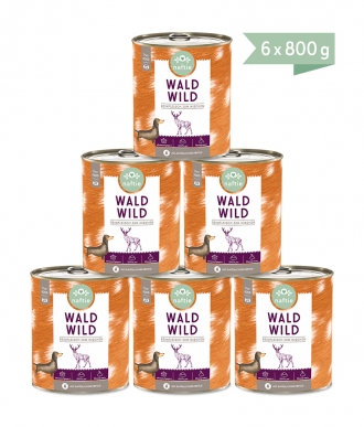 Premium Hundefutter 100% Wild Reinfleischdosen für Hunde Sparpaket 6x800g Dosen