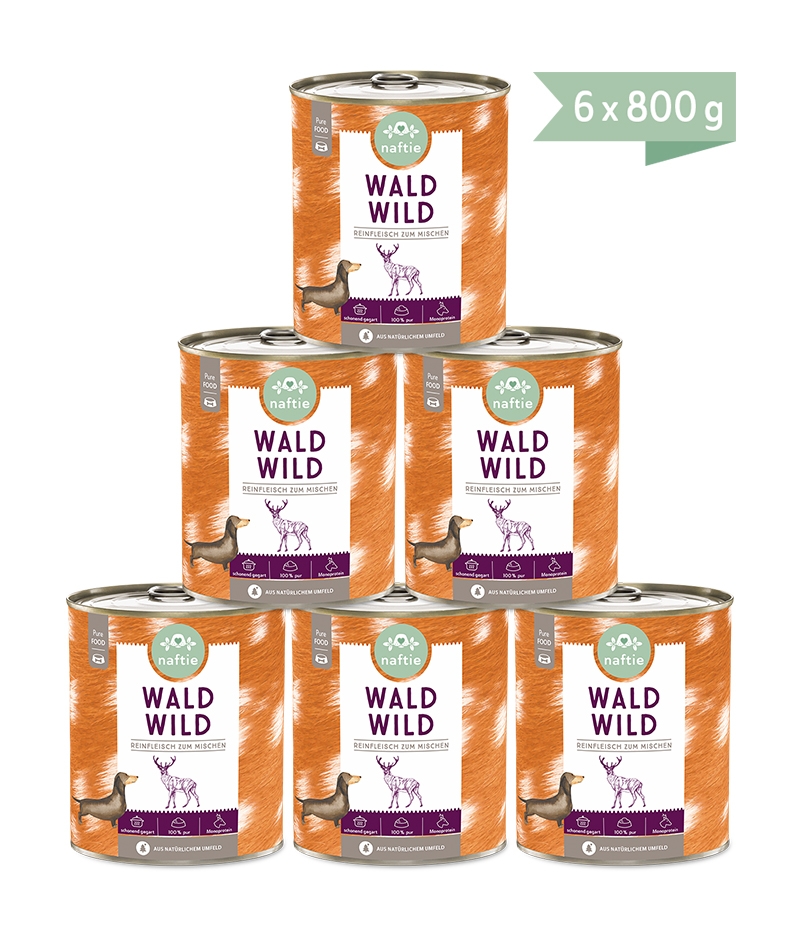 Premium Hundefutter 100% Wild Reinfleischdosen für Hunde Sparpaket 6x800g Dosen