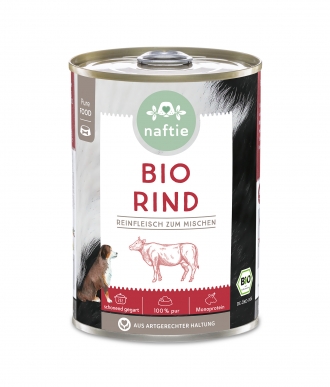 Reinfleisch für Hunde 100% Bio-Rind 400g Dose von naftie