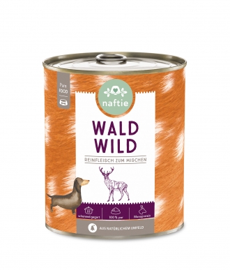 Reinfleischdose für Hunde pures Wild 800g Dose von naftie