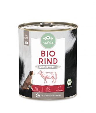 Reinfleisch für Hunde 100% Bio-Rind 800g Dose von naftie