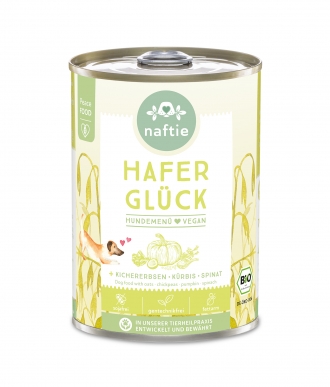 Veganes Nassfutter-Menü für Hunde Bio Hafer Glück 400g Dose von naftie