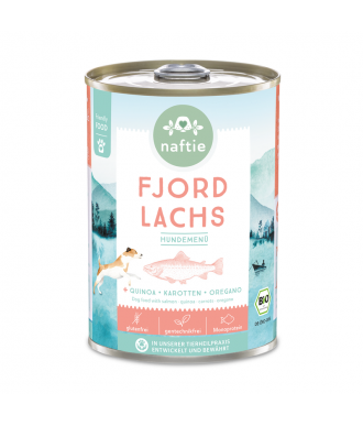 Hundefutter Nassfutter Bio Fjord Lachs 400g Dose von naftie