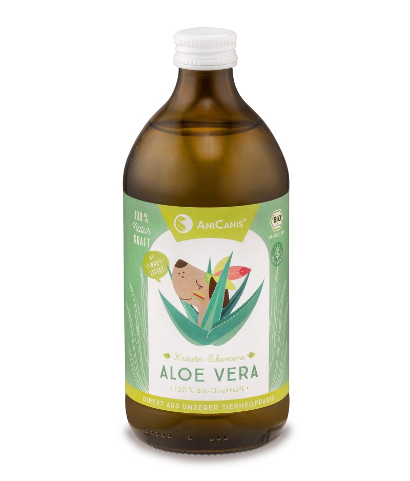 Aloe Vera 100% Direktsaft als Bio-Futtergänzungsmittel für Hunde