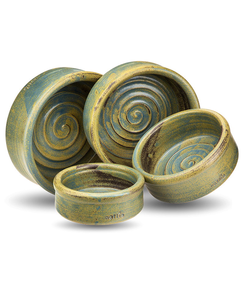Keramiknapf Kraftspirale in grün blau von naftie